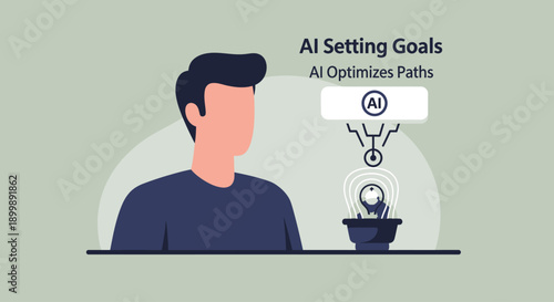 Conceptual illustration of AI setting goals and optimizing paths for growth.