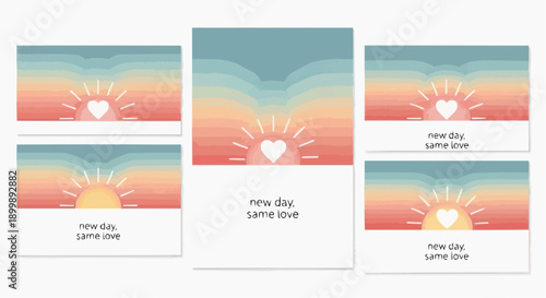 Inspirational greeting cards with heartfelt sunrise motifs and uplifting messages