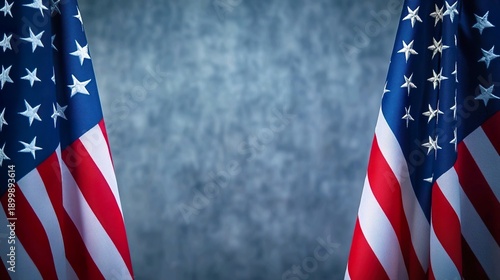 american flag frame on textured background with copy space