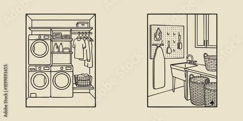 Organized Laundry Closet with Stacked Washer and Dryer