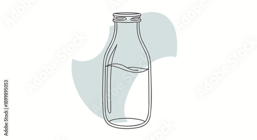 Vector glass milk bottle outline with shadow, for mockup or packaging design, Isolated on transparent background, png