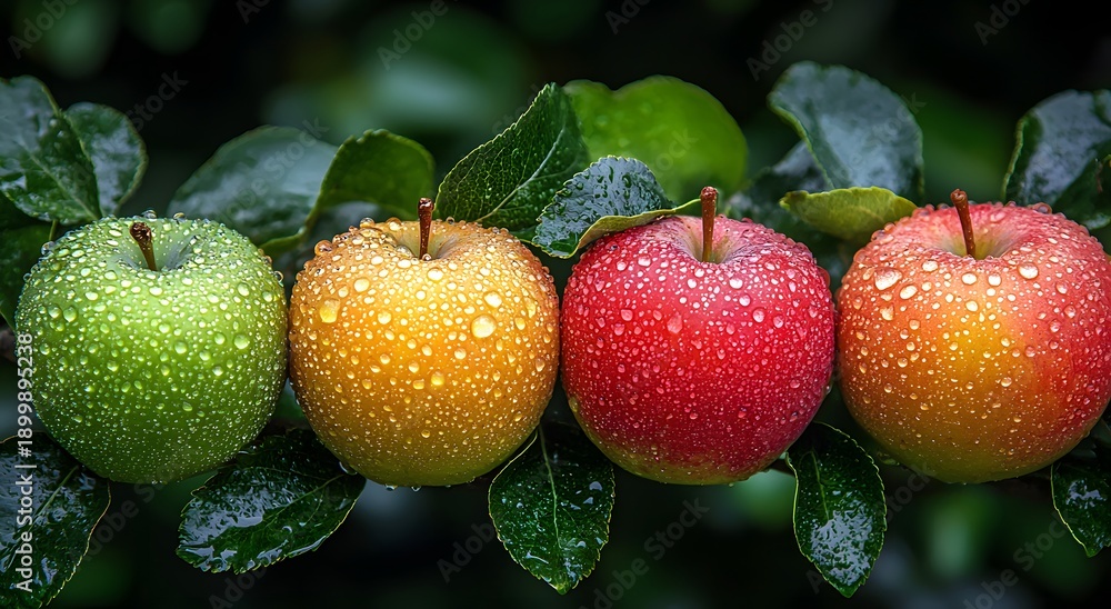Obraz premium Natural red apple displaying freshness and hydration image