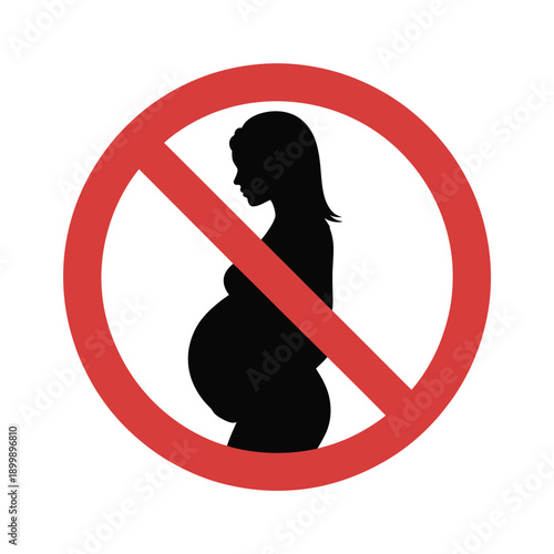 Prohibition sign depicting a silhouette of a pregnant woman