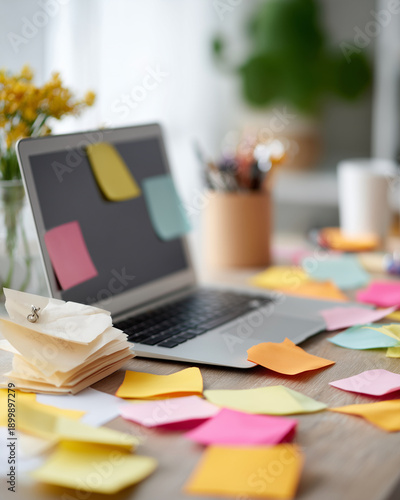 Wallpaper Mural A laptop with a bunch of colorful sticky notes on it Torontodigital.ca