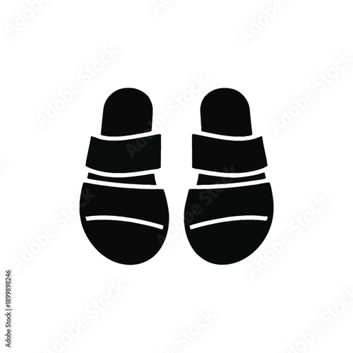 Simple black and white illustration of a pair of sandals