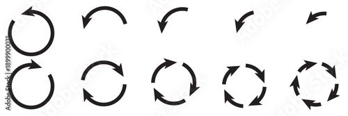 circle arrow icon set. circular arrow icon, refresh, reload, rotation. Green recycle vector icon symbol. Repeat and reload icons set and arrow rotation circle
