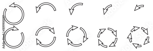 circle arrow icon set. circular arrow icon, refresh, reload, rotation. Green recycle vector icon symbol. Repeat and reload icons set and arrow rotation circle