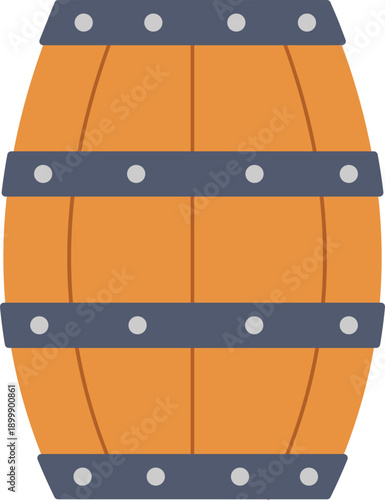 Wooden Barrel Flat Illustration. Clean Icon Design Element on Isolated White Background