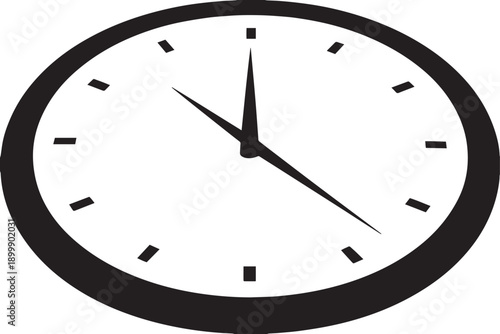 Clock Silhouette | Minimal Analog Wall Clock Icon Vector for Time and Productivity Design .