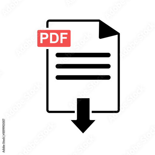 Download PDF file folder icon on white background.
