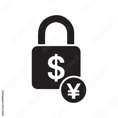 Secure payment protected money transaction silhouette icon