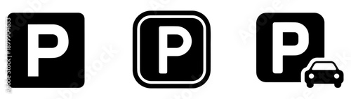 car parking vector icon set