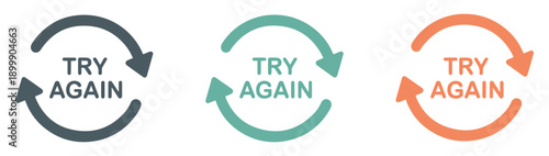 try again persistence motivation icon set