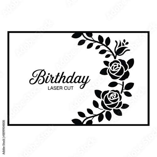 Elegant birthday card design with floral illustrations and personalized text. isolated on white background, Vector