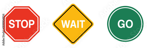 stop wait go traffic sign icons