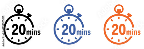 twenty minute timer clock icon set