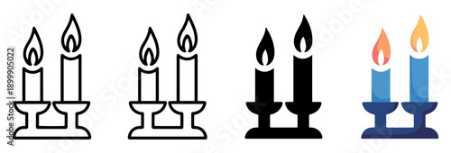shabbat jewish ritual candle icon set