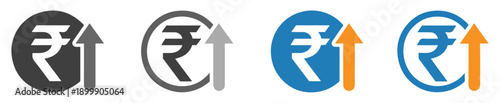 rupee cost increase icon set