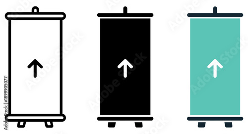 roll up banner icon set