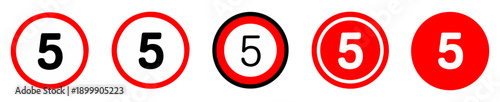 5mph speed limit icon set