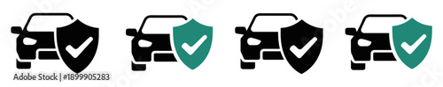 car protection insurance vector icon set
