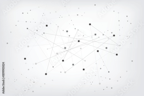 Minimal Abstract Network Connections with Lines and Dots on Light Background