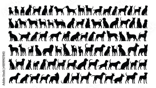 A flock of seagulls standing on a sandy beach near the ocean. Vector