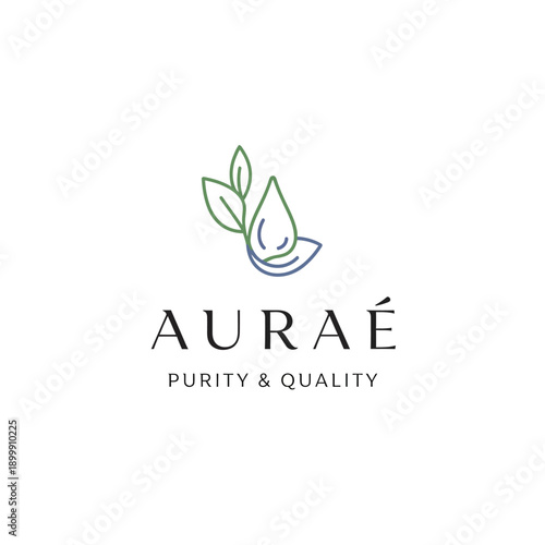 Aurae Logo with Leaf Design Element.