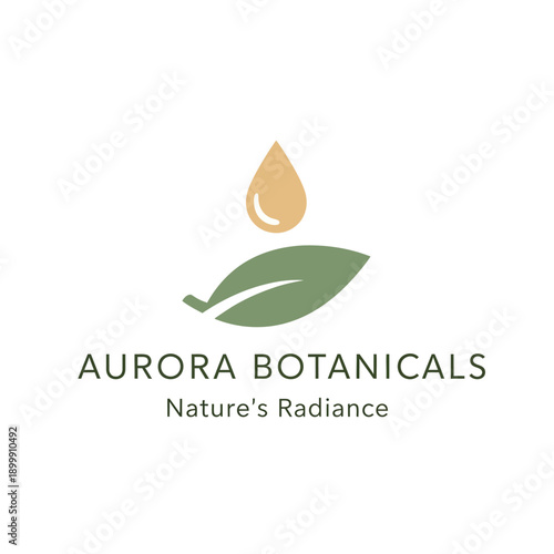 Aurora Botanicals Logo with Leaf and Droplet.