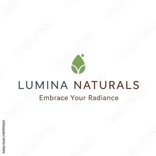 Lumina Naturals Logo Green Leaf Emblem Design.