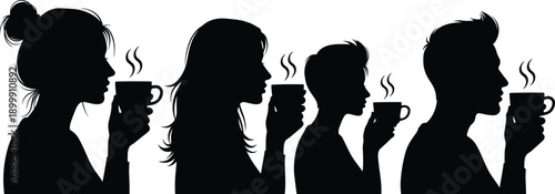 coffee silhouette people drink beverage tea break lifestyle cafe morning steam profile