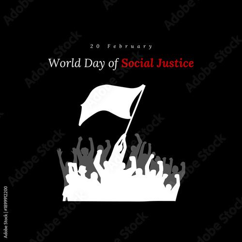 World day of social justice, 20th February awareness post for social media with large justice scale vector illustration .Social justice day banner ,poster, templet.