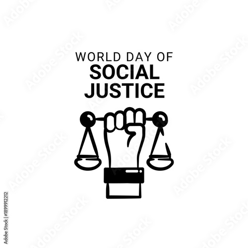 World day of social justice, 20th February awareness post for social media with large justice scale vector illustration .Social justice day banner ,poster, templet.