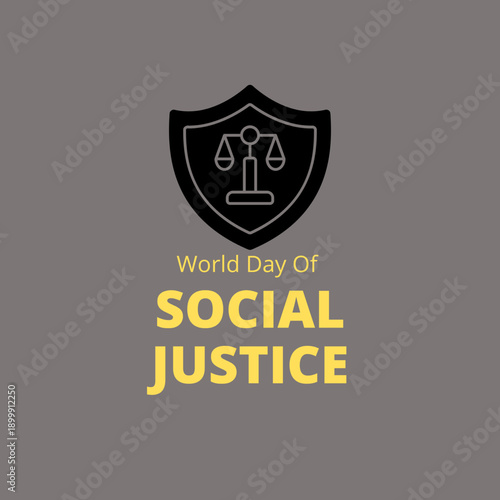 World day of social justice, 20th February awareness post for social media with large justice scale vector illustration .Social justice day banner ,poster, templet.
