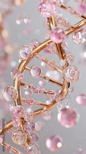 PDRN Salmon DNA Serum Molecule with Collagen Helix, 3D Illustration