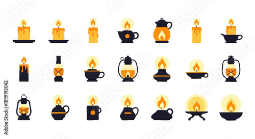 Candle Icons Collection with Various Designs.