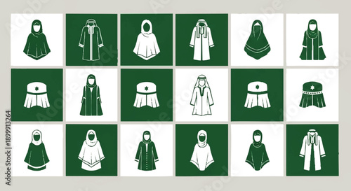 Collection of Hijab Illustrations in Various Styles.