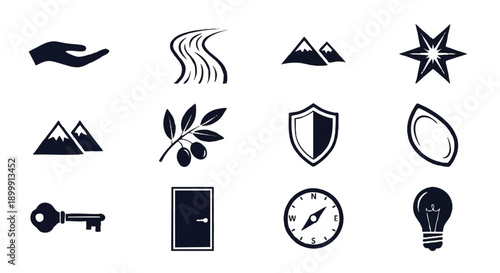 Collection of Simple Black Icons Symbols.