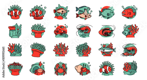 Collection of Various Cartoon Style Cacti Illustrations.