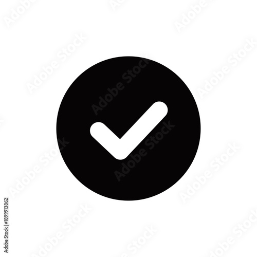 丸いチェックマークのフラットカラーシンプルアイコン