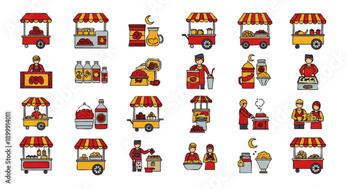 Colorful Food Truck Illustrations and Icons.