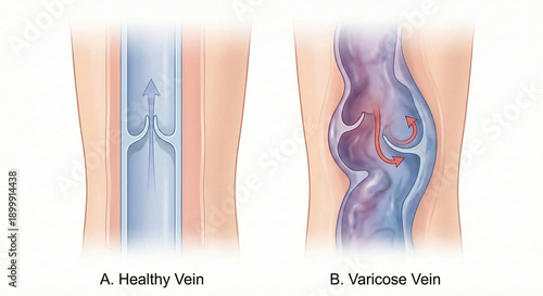 Comparison of Healthy Vein and Varicose Vein with Damaged Valve