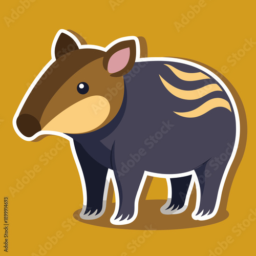 Stylized cartoon illustration of an isolated lowland tapir figure