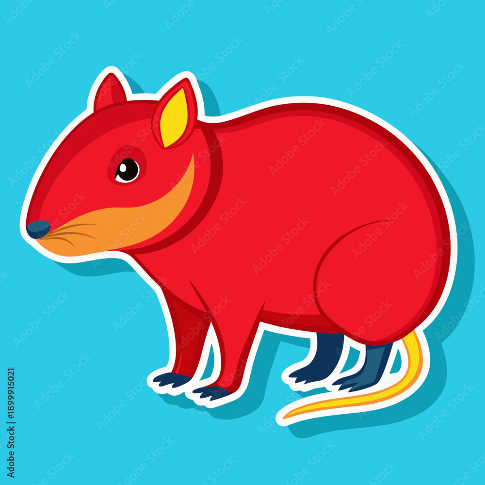 Obraz premium Cartoon Pacarana Rodent Illustration on a Light Blue Background