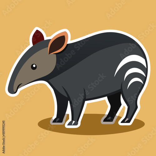 Cartoon tapir illustration on a plain background surface