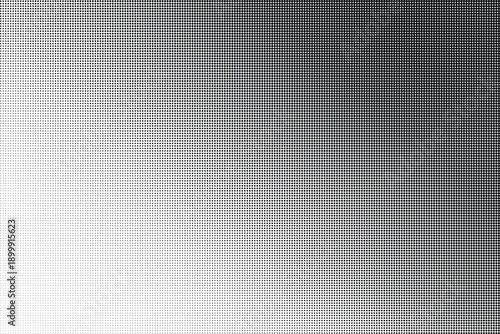 Abstract halftone dot pattern with composed of black lines and shapes on a white background. The design is highly detailed, with a repetitive structure that creates a sense of rhythm and order