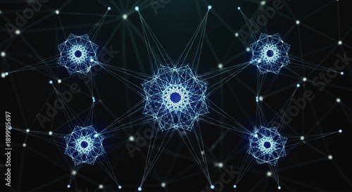 Network Connections Blue Nodes and Lines.