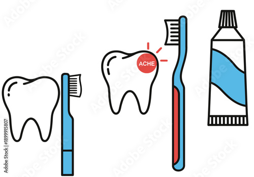 playful graphic illustration celebrates National Toothache Day! It features a tooth in pain a toothbrush and toothpaste conveying a lighthearted message about oral health Bright colors and bold design