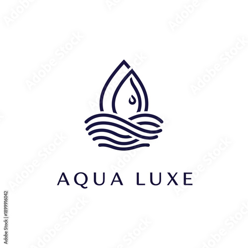 Aqua Luxe Logo Design with Water Droplet.