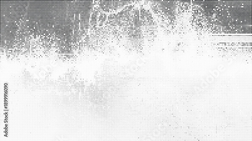 Abstract halftone dot pattern with composed of black lines and shapes on a white background. The design is highly detailed, with a repetitive structure that creates a sense of rhythm and order